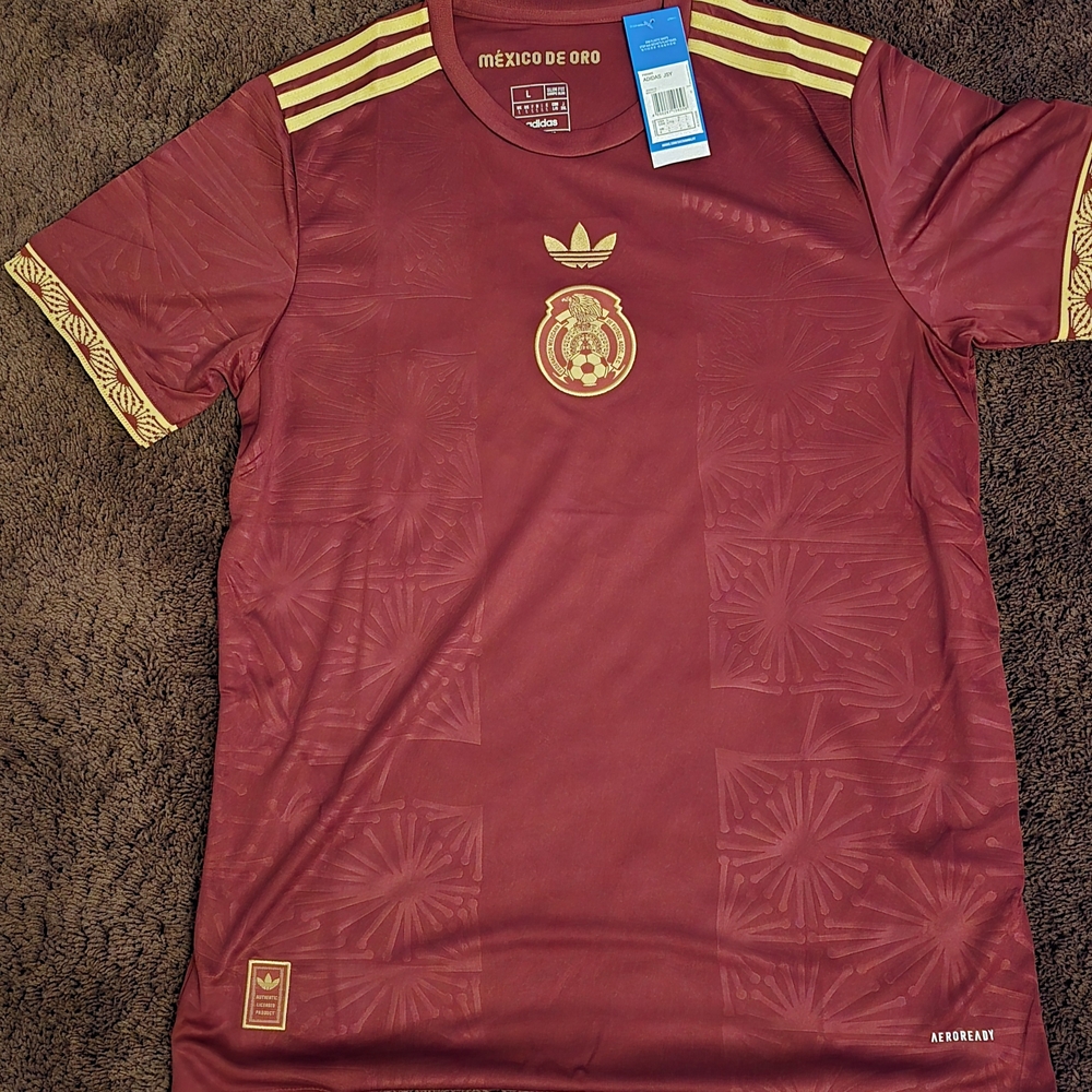 Adidas Men's Burgundy and Gold MEXICO National Soccer Jersey